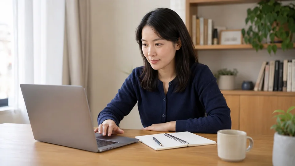 AI 场景示意：初学者在电脑前学习 AI 工具